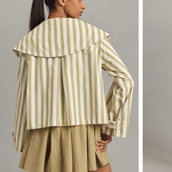 Anthropologie Maeve Oversized Collar Stripe Jacket Sz XS (fits to M) - Picture 2 of 5